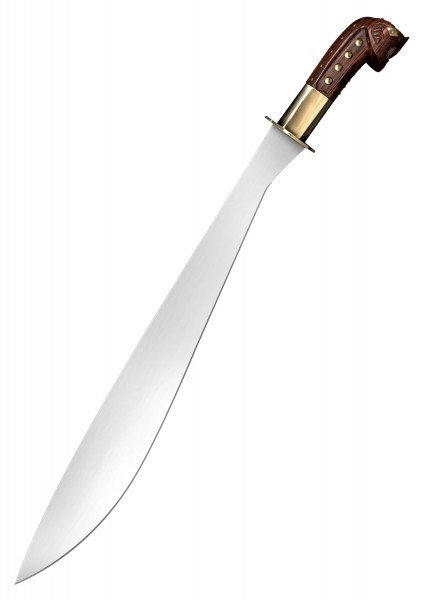 Das Filipino Memorial Bolo-Schwert ist ein traditionelles Messer mit einer gebogenen, glänzenden Klinge und einem kunstvoll geschnitzten Holzgriff. Perfekt für Sammler und Liebhaber historischer Schwerter.