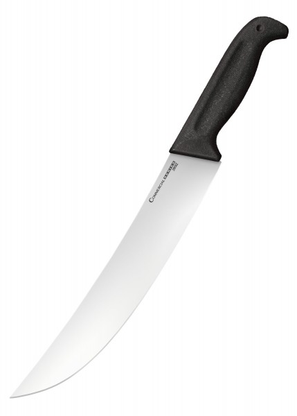 Scimitar Messer der Commercial Serie. Die Klinge ist lang und geschwungen, ideal für präzise Schnitte. Der ergonomische schwarze Griff bietet festen Halt und hervorragende Kontrolle. Hochwertiges Stahl für Langlebigkeit und Leistung.